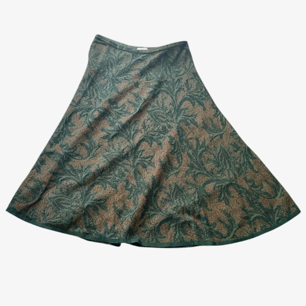 Peruvian Connection Green Alpaca Blend Jacquard Knit Skirt Sz L